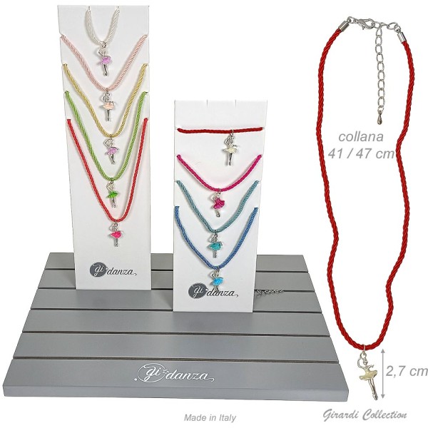 Farbige Kordelkette mit Ballerina Anhänger