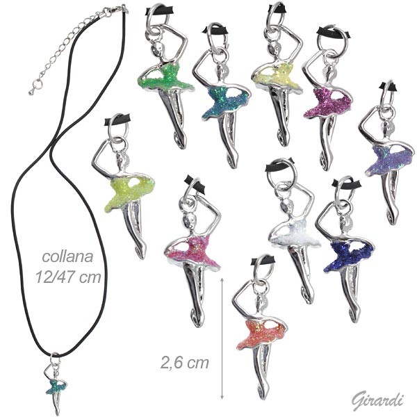 Kordel Kette Anhänger Glitzer Ballerina