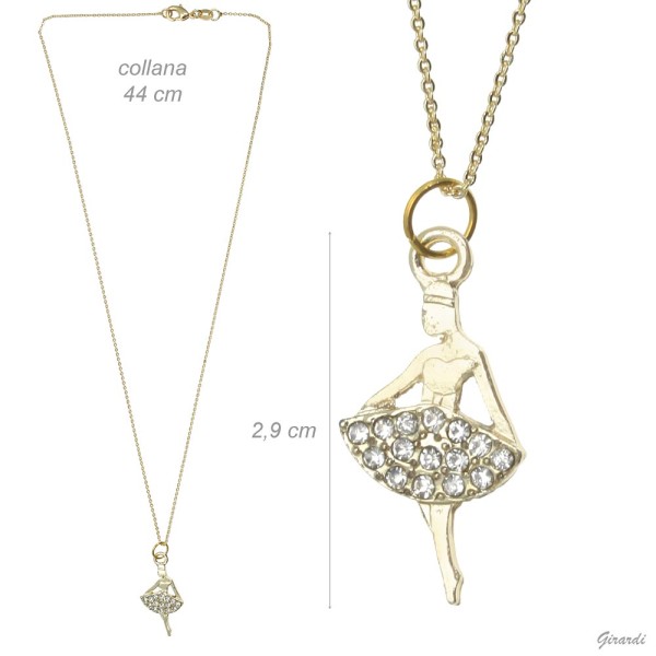 Ballerina Kette goldfarben mit Strass Anhänger