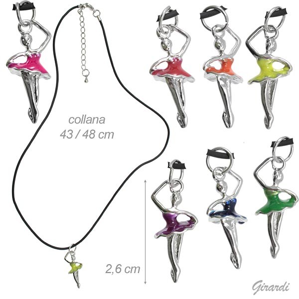 Kordel Kette Anhänger Ballerina Emailliert