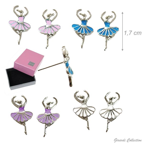 Silberne Ohrstecker mit Ballerina-Motiv aus Emaille