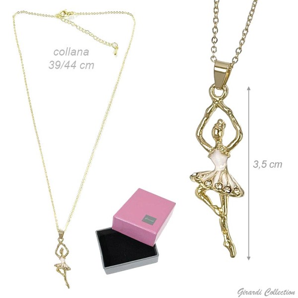 Ballerina Kette goldfarben mit Strass Anhänger