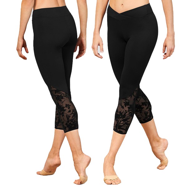 7/8 Legging mit floralen Mesh panels FP5223