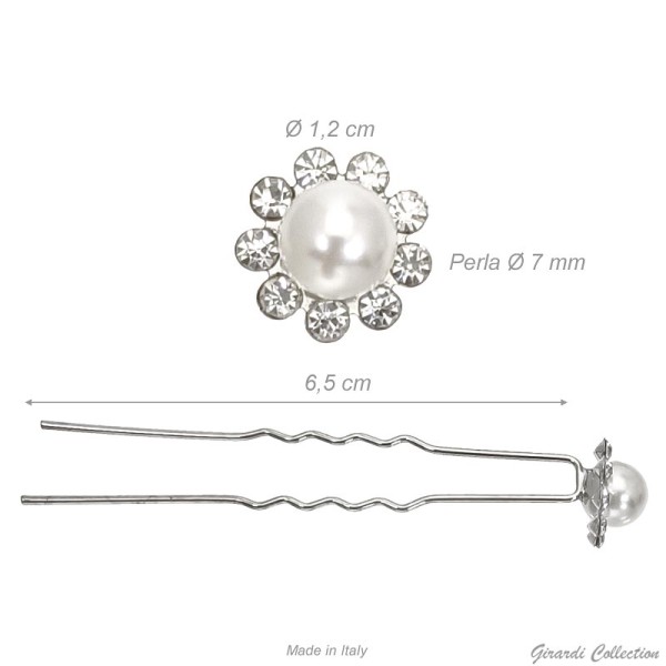U-Haarnadel mit Perle und Strasssteinchen