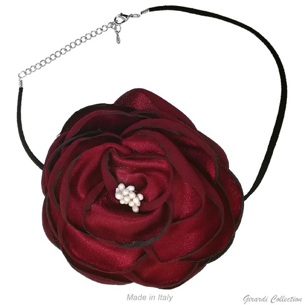Kunstleder Halsband mit Blume