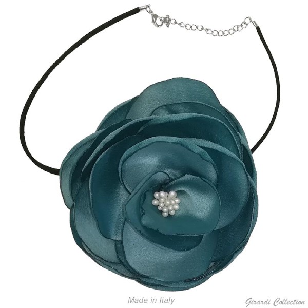 Kunstleder Halsband mit Blume