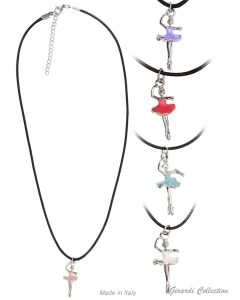 Gewachste Kordel mit Ballerina Anhänger silbern