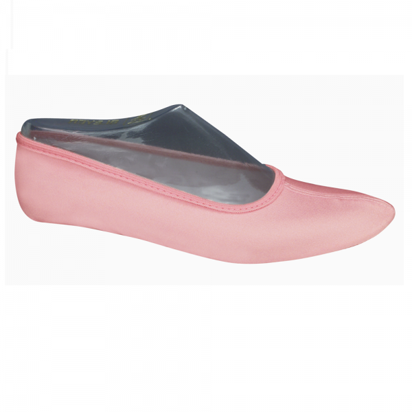 Gymnastik Glanzsatinschläppchen mit Rauledersohle