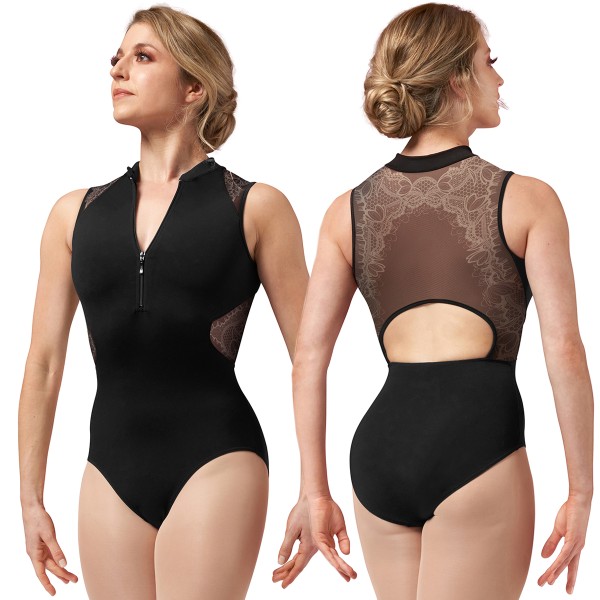 Zipper Lace Print Tank Leo