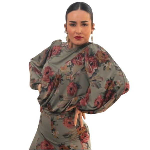 Rüschen Top BAROQUE FLORES GRANATES