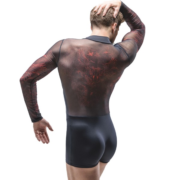 Printed Mesh Zipper Biketard DANTE